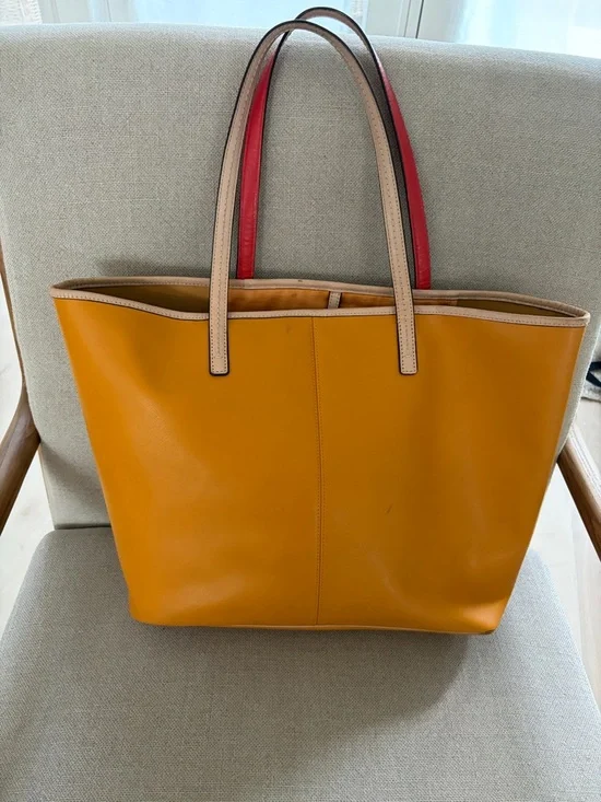 coach park metro shoulder tote bag f24341 pumpkin yellow sarifiano leather - Picture 7 of 14